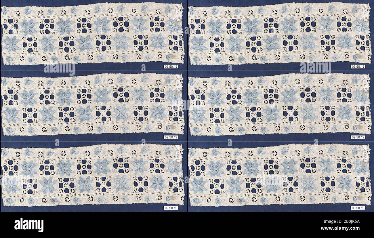 Strip, italien, XVIe siècle, italien, Cutwork, L. 11 x W. 3 3/4 pouces, 27,9 x 9,5 cm, textiles-lacets Banque D'Images