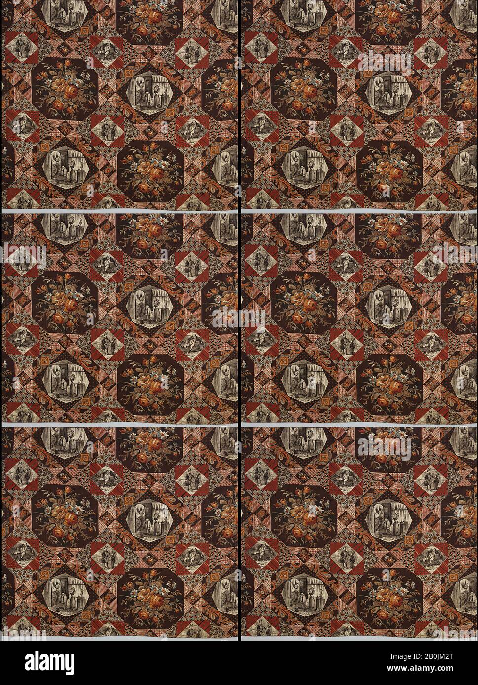 Pièce, américaine, CA. 1840, américain, coton, L. 85 x W. 25 pouces, 215,9 x 63,5 cm, textiles Imprimés Banque D'Images