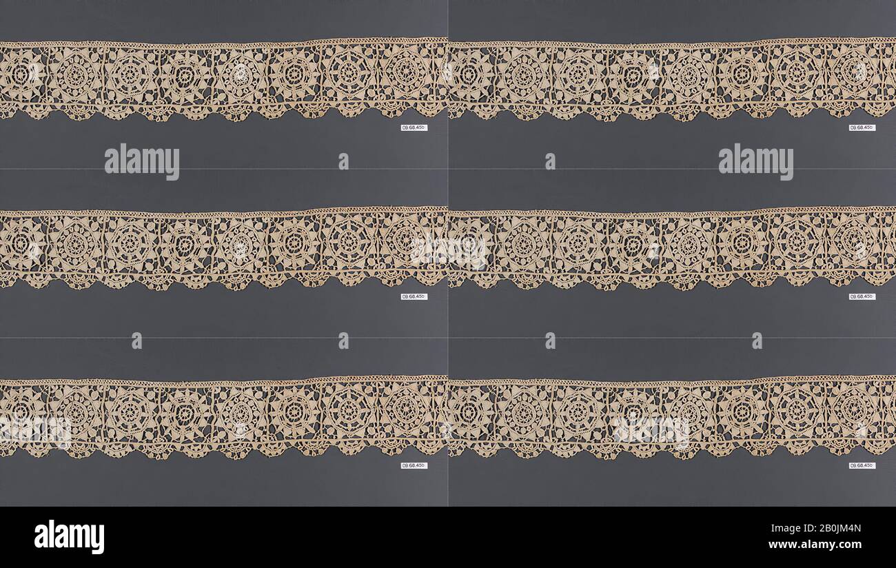 Frontière, Netherlandish, Californie. 1600, Netherlandish, dentelle à aiguille, L. 72 x W. 6 pouces (182,9 x 15,2 cm), textiles-lacets Banque D'Images