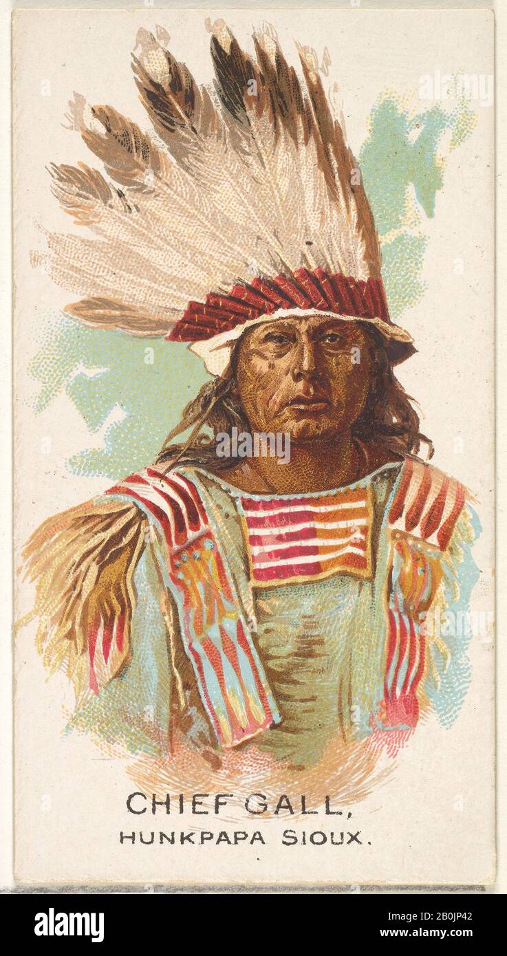 Publié par Allen & Ginter, Chef Gall, Hunkpapa Sioux, de la série américaine des chefs indiens (N 2) pour Allen & Ginter Cigarettes Brands, 1888, lithographie de couleur commerciale, feuille: 2 3/4 x 1 1/2 po. (7 x 3,8 cm Banque D'Images