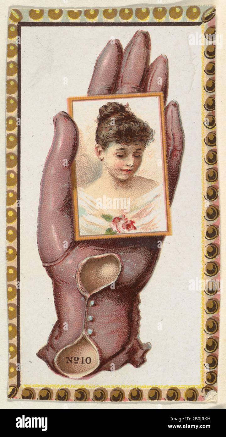 Émis par Allen & Ginter, numéro de carte 10, découpés de la bannière publicitaire de la série Opera Gants (G 29) pour Allen & Ginter Cigarettes, CA. 1890, lithographie de couleur commerciale, feuille : 3 1/8 x 1 3/4 po. (8 x 4,5 cm Banque D'Images