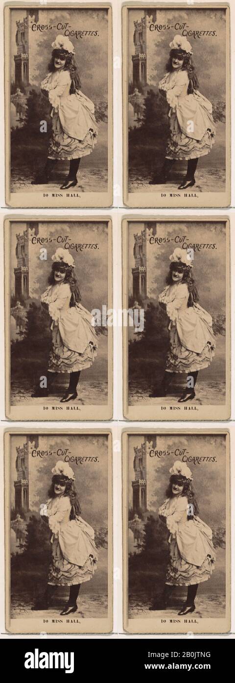 Publié par W. Duke, Sons & Co., carte numéro 10, Miss Hall, de la série Acteurs et actrices (N145-2) publié par Duke Sons & Co. Pour promouvoir les Cigarettes Cross Cut, 1880, photo d'Albumen, feuille: 2 5/8 × 1 7/16 in. (6,6 × 3,7 cm Banque D'Images