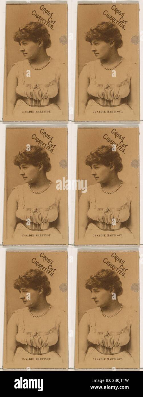 Publié par W. Duke, Sons & Co., carte numéro 75, Mlle Sadie Martinot, de la série Acteurs et actrices (N145-2) publié par Duke Sons & Co. Pour promouvoir les Cigarettes Cross Cut, 1880, photo d'Albumen, feuille: 2 5/8 × 1 7/16 in. (6,6 × 3,7 cm Banque D'Images