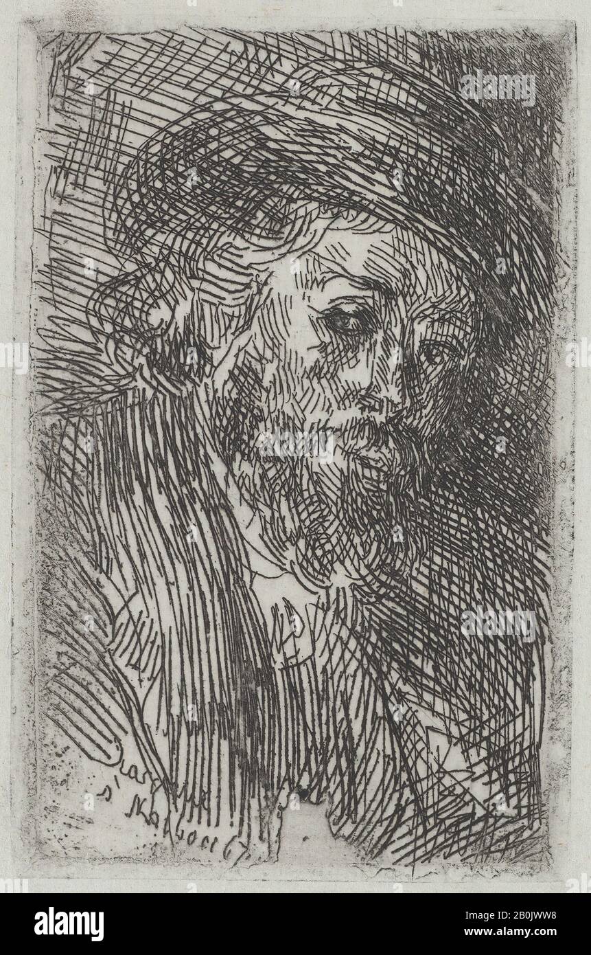 Jean-Baptiste Carpeaux, Portrait D'Homme, Jean-Baptiste Carpeaux (Français, Valenciennes 1827–1875 Courbevoie), 1867 (?), Etching, Feuille : 11 1/16 X 8 3/8 Po. (28,1 x 21,2 cm), plaque : 4 1/16 x 2 5/8 in. (10,3 x 6,7 cm), tirages Banque D'Images