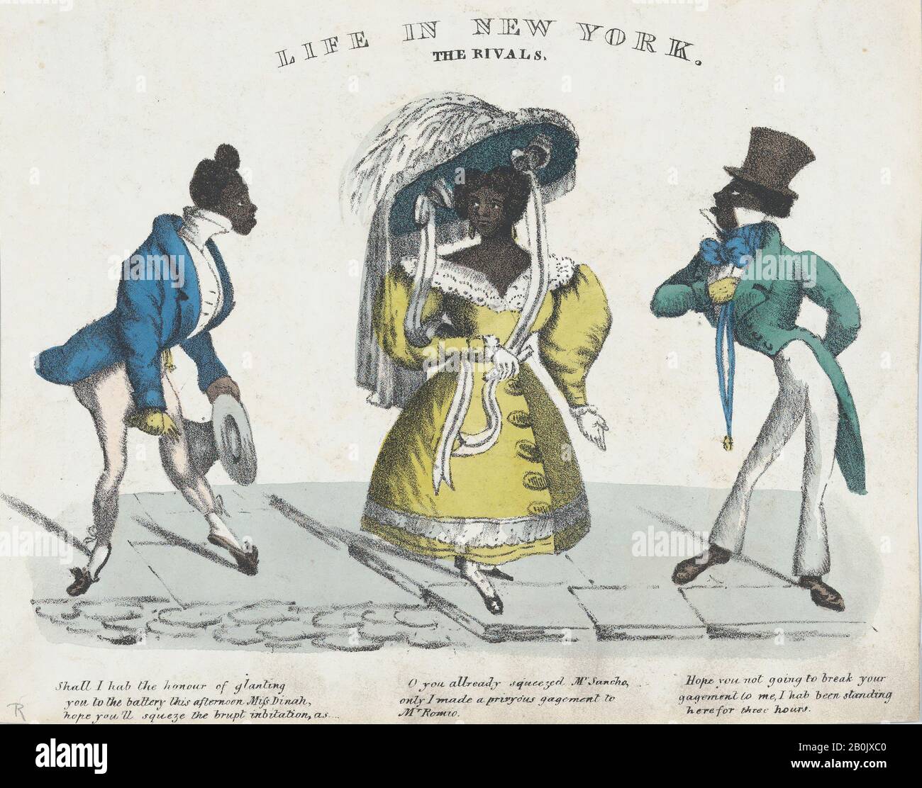 H. Isaacs, la vie à New York, Les Rivaux, 1824–1839, Lithographe, couleur de la main, feuille: 6 5/16 x 7 13/16 po. (16 x 19,8 cm), tirages Banque D'Images