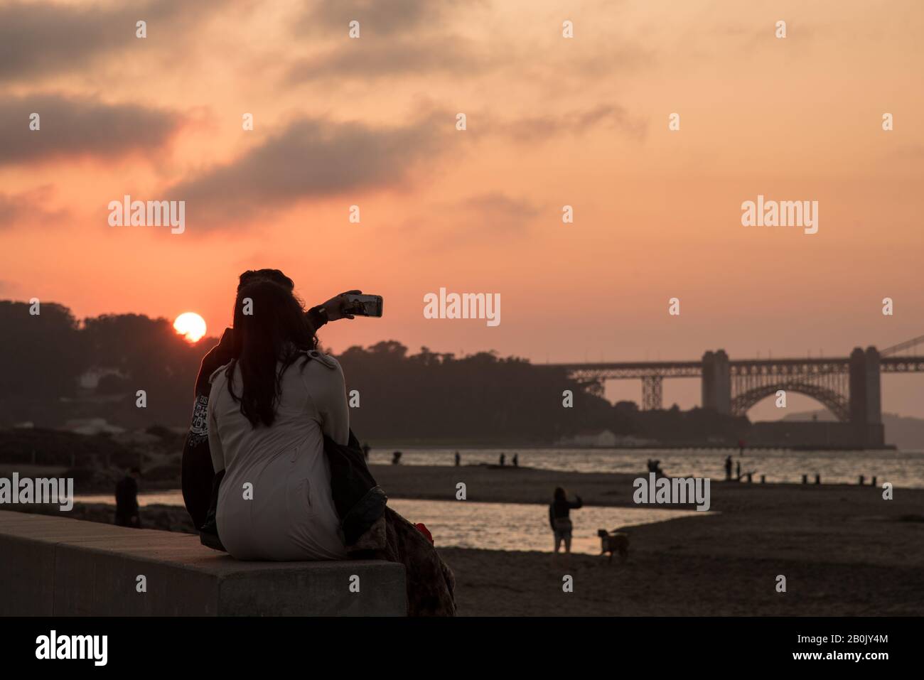 Coucher de soleil selfie Banque D'Images
