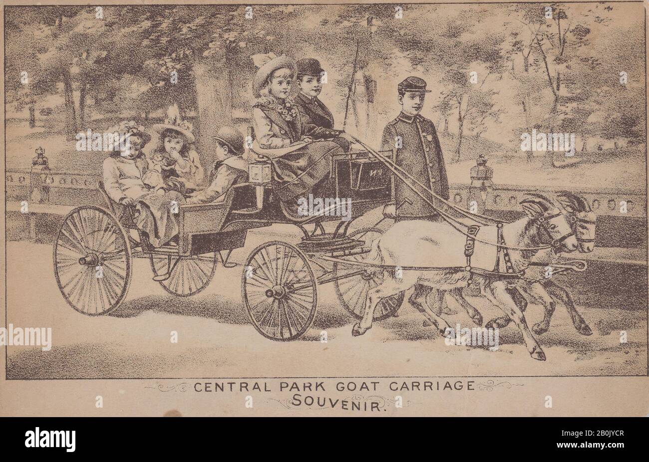 Anonyme, américain, XIXe siècle, Central Park Goat Carriage (souvenir Postcard), Anonymous, américain, XIXe siècle, CA. 1894, Lithographe sur carte, feuille : 4 5/16 x 6 5/8 in. (11 x 16,8 cm), tirages Banque D'Images