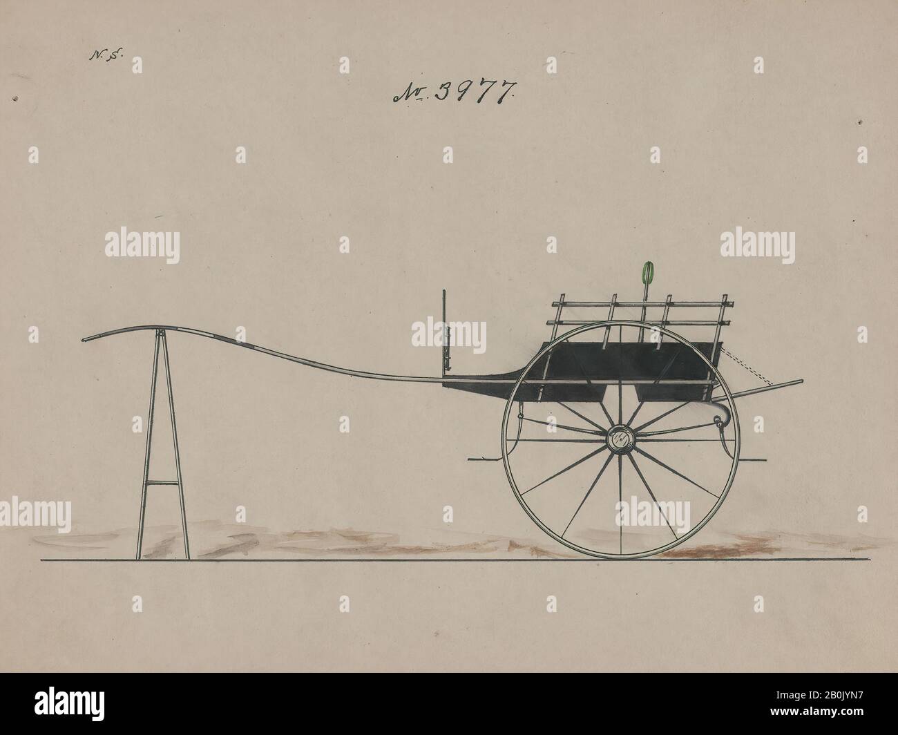 Brewster & Co., conception pour chariot pour chien ou 2 Wheeler, no 3977, Brewster & Co. (Américain, New York), Herman Stahmer (américain, 1857–1894), 1886, aquarelle et encre, feuille : 6 5/8 x 8 5/8 po. (16,8 x 21,9 cm), mises en plan Banque D'Images