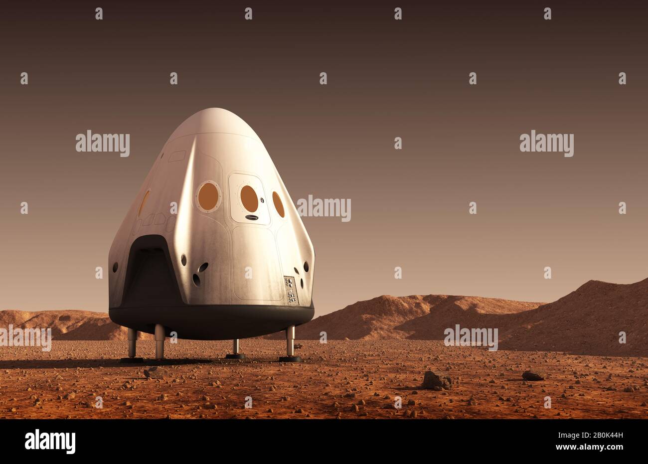 Module De Descente De Vaisseau Spatial Commercial Sur La Surface De La Planète Rouge Mars Banque D'Images Module De Descente De Vaisseau Spatial Commercial Sur La Surface De La Planète Rouge Mars Banque D'Images