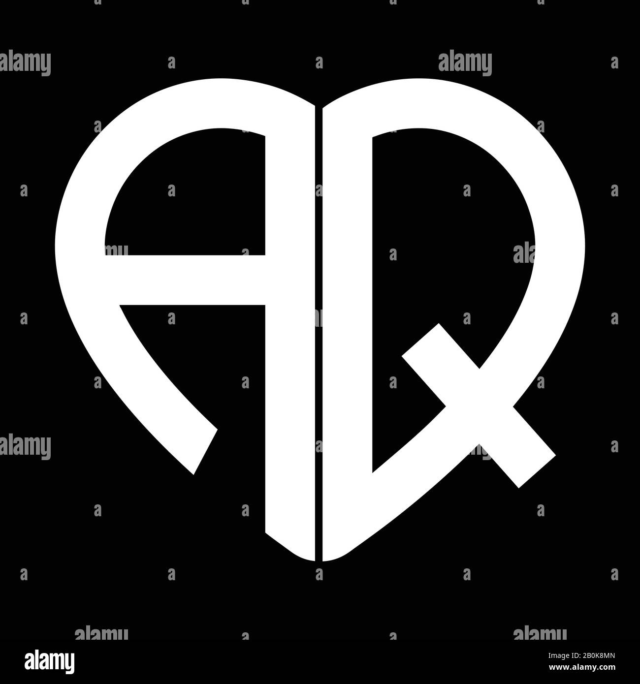Deux lettres A et Q formant un monogramme de forme de coeur Illustration de Vecteur