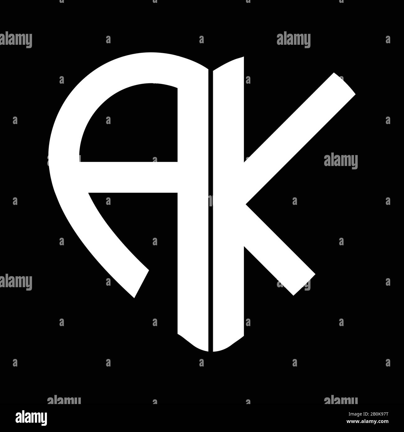 Deux lettres A et K formant le logo du monogramme en forme de coeur Illustration de Vecteur