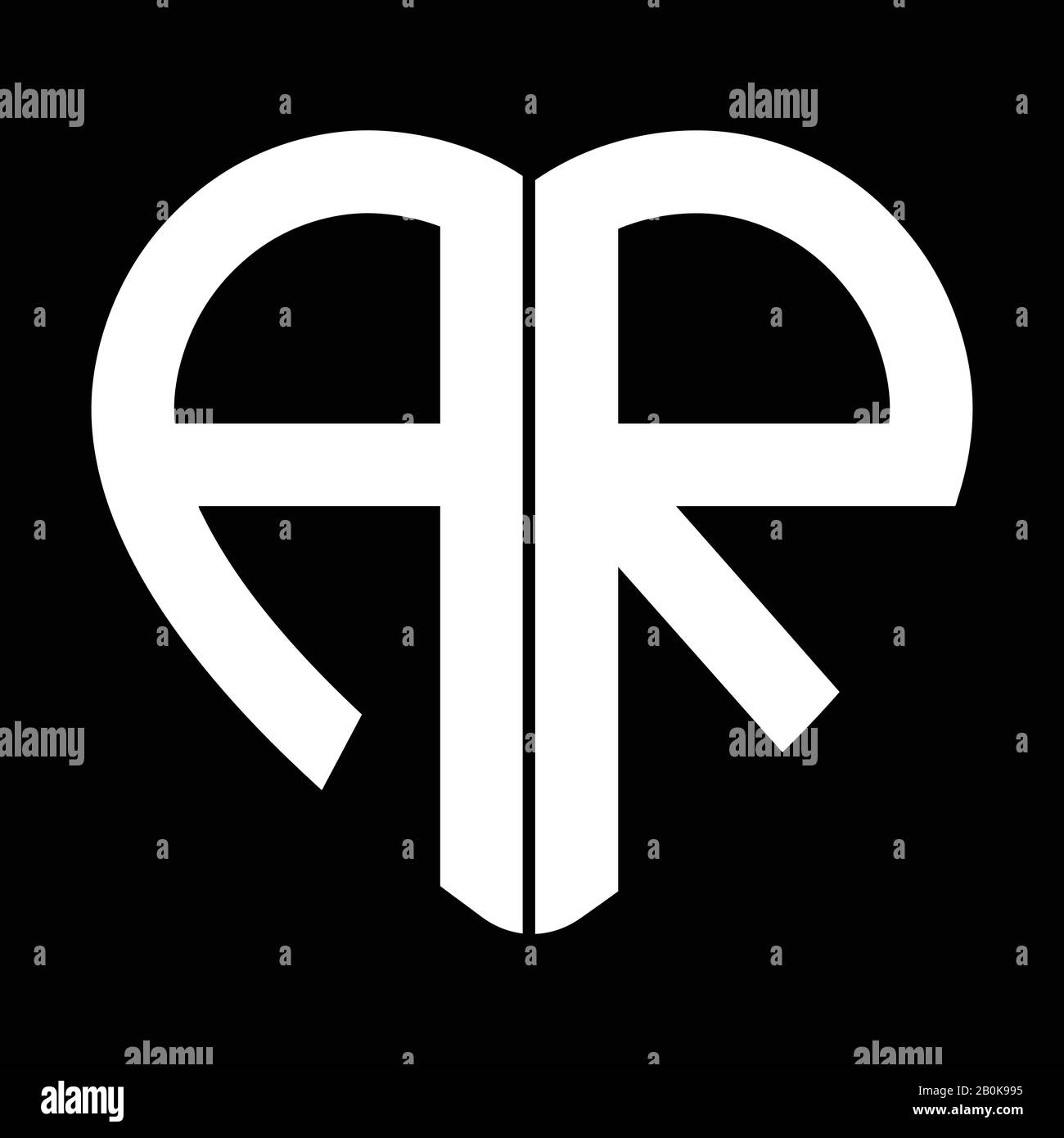 Deux lettres A et R formant un monogramme de forme de coeur Illustration de Vecteur