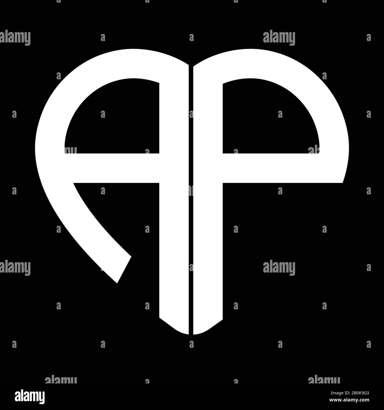 Deux lettres A et P formant le logo du monogramme en forme de coeur Illustration de Vecteur