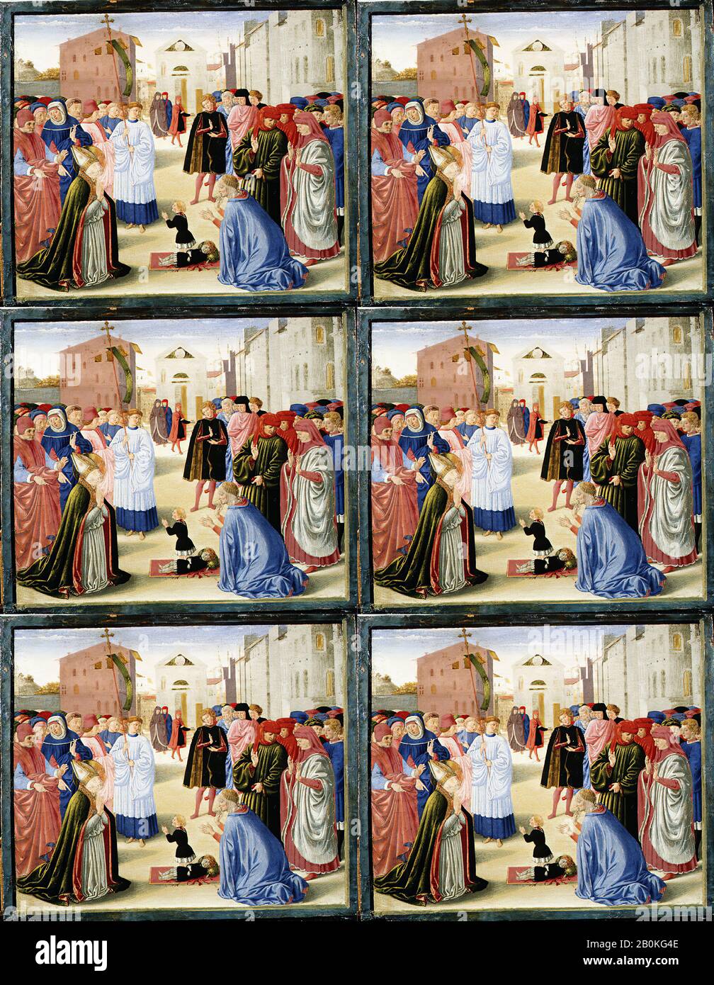 Benozzo Gozzoli (Benozzo di Lese di Sandro), Saint Zenobius Ressuscitant un enfant mort, Benozzo Gozzoli (Benozzo di Lese di Sandro) (italien, Florence CA. 1420–1497 Pistoia), Europe du Nord, bois, 15 1/2 x 18 po. (39,4 x 45,7 cm), Peintures Banque D'Images