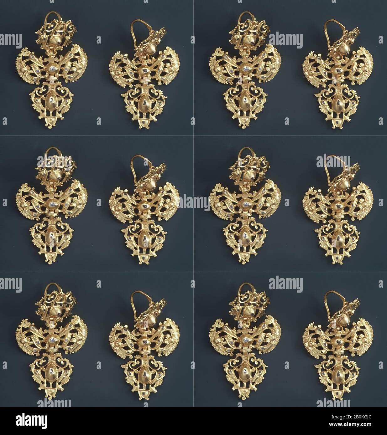 Paire de boucles d'oreilles, Portugais, XVIIIe siècle, Portugais, Or,  diamants, longueur (chacun): 1 11/16 in. (4,3 cm), Bijoux Photo Stock -  Alamy