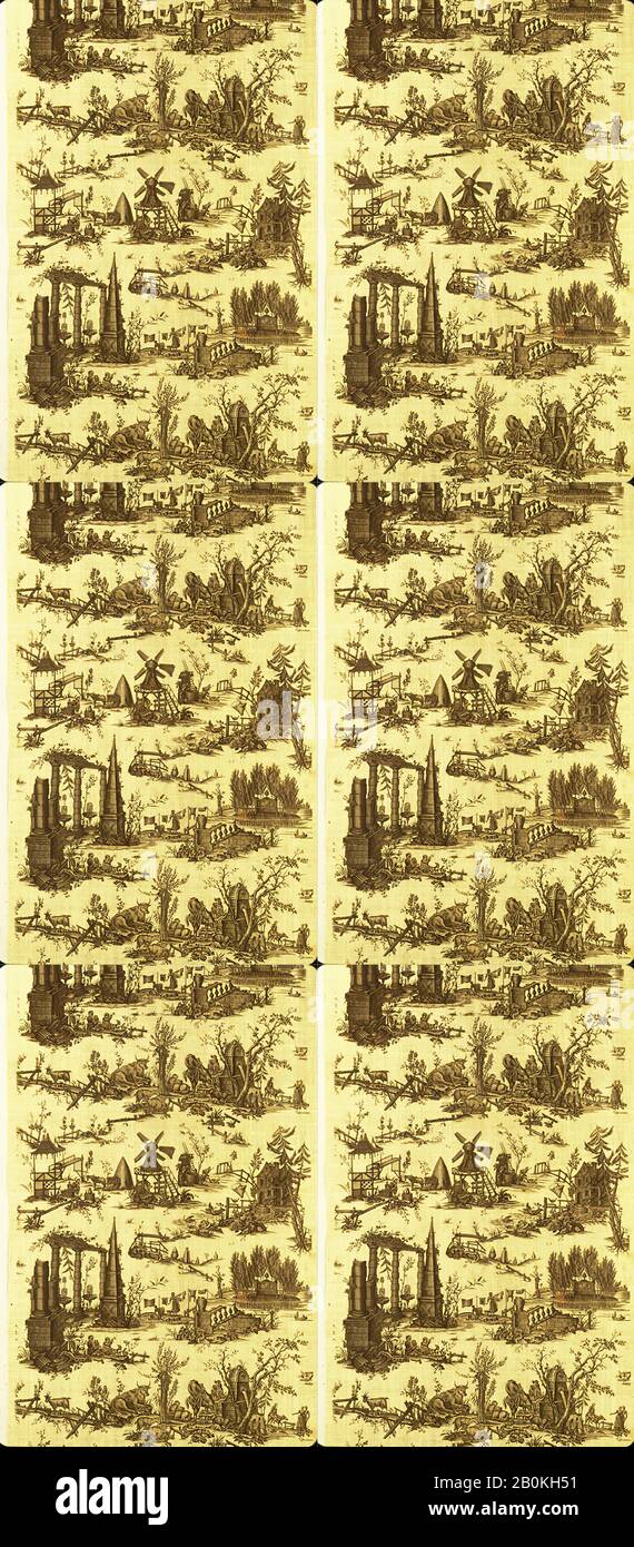 Fabriqué par Petitpierre et Cie, 'Tomb de Rousseau', français, Nantes, CA. 1790, français, Nantes, coton, L. 104 x W. 38 pouces, 264,2 x 96,5 cm, textiles Imprimés Banque D'Images