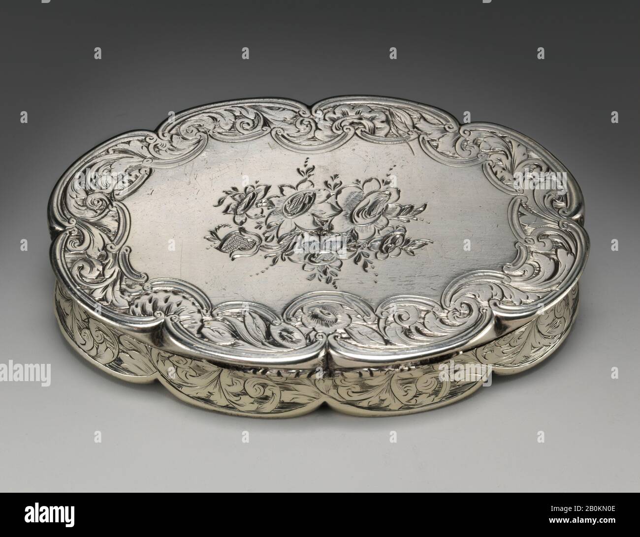 Nathaniel Mills, Box, British, Birmingham, Nathaniel Mills, 1843–44, British, Birmingham, Silver, Total : 3/4 × 2 × 3 1/8 In. (1,9 × 5,1 × 7,9 cm), Métal-argent Banque D'Images