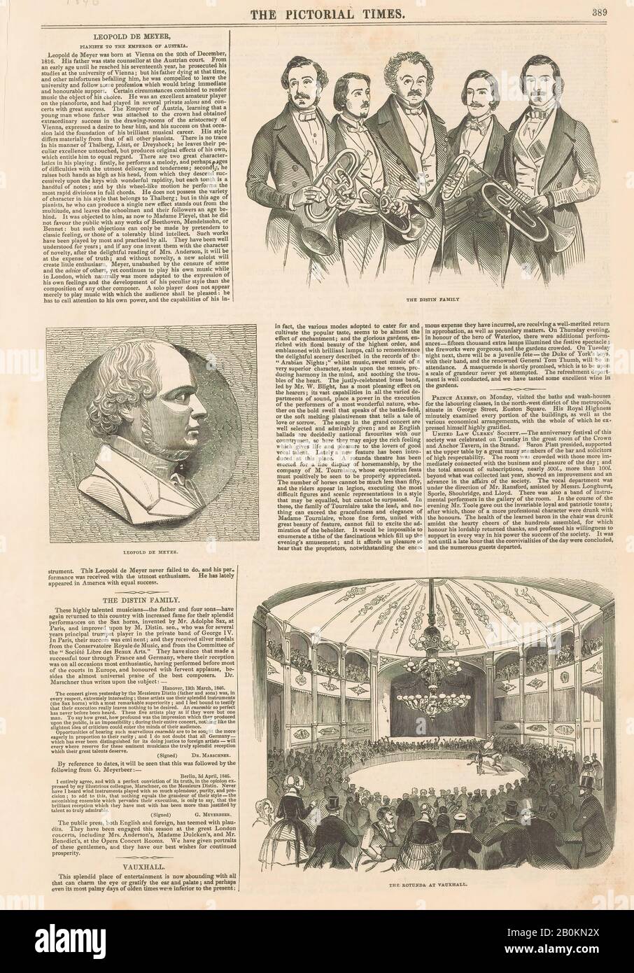 L'illustration du journal Distin Family, américain, 1846, États-Unis, américain, journal, 11 x 15 2/3 in. (28,0 x 39,8 cm), fonctionne sur papier Banque D'Images