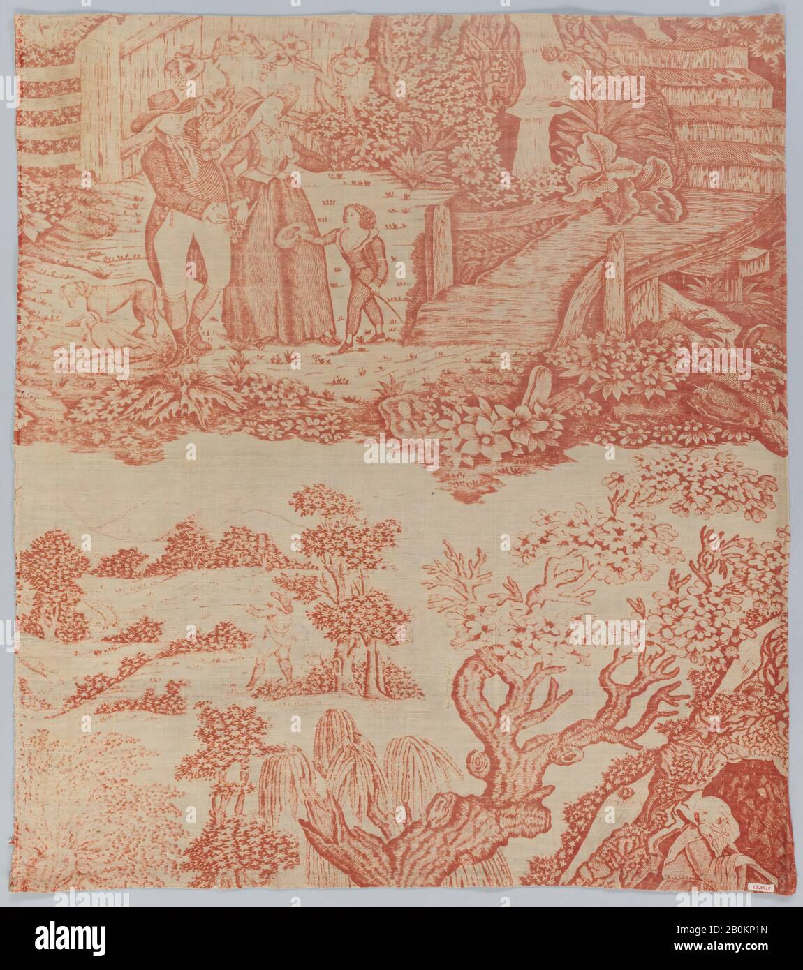 Pièce, britannique, CA. 1785, britannique, coton, L. 29 1/2 x W. 25 pouces (74,9 x 63,5 cm), textiles imprimés Banque D'Images