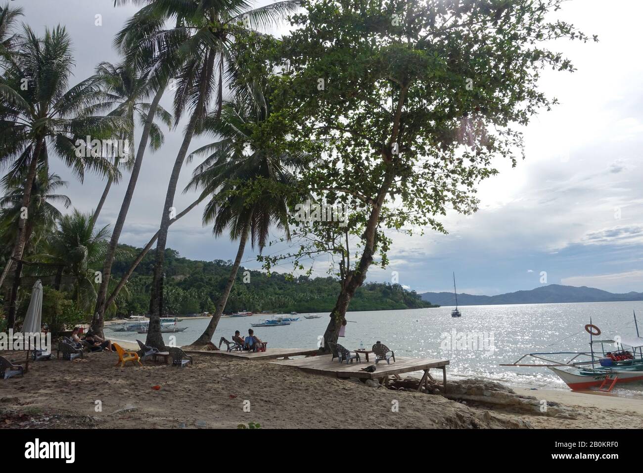 L'île de San Vicente est une ville de villégiature émergente de Palawan. Les touristes visitent les zones encore sous-développées pour les plages et la vie marine. Banque D'Images