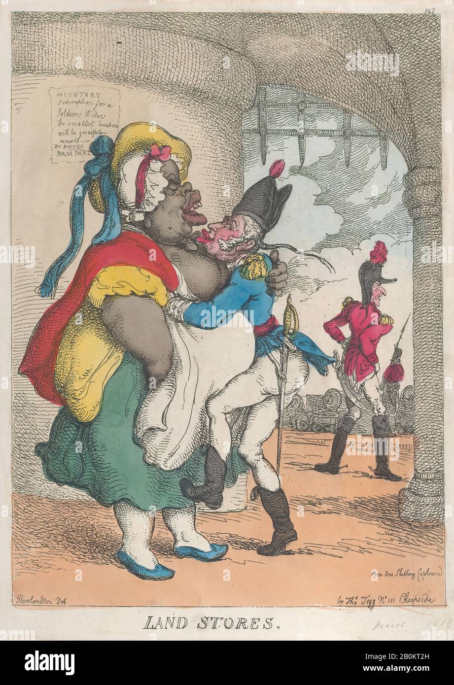 Thomas Rowlandson, Land Stores, Thomas Rowlandson (British, London 1757–1827 London), 10 Mars 1812, Gravure De Couleur Manuelle, Feuille : 13 3/8 × 9 1/2 In. (34 × 24,2 cm), tirages Banque D'Images