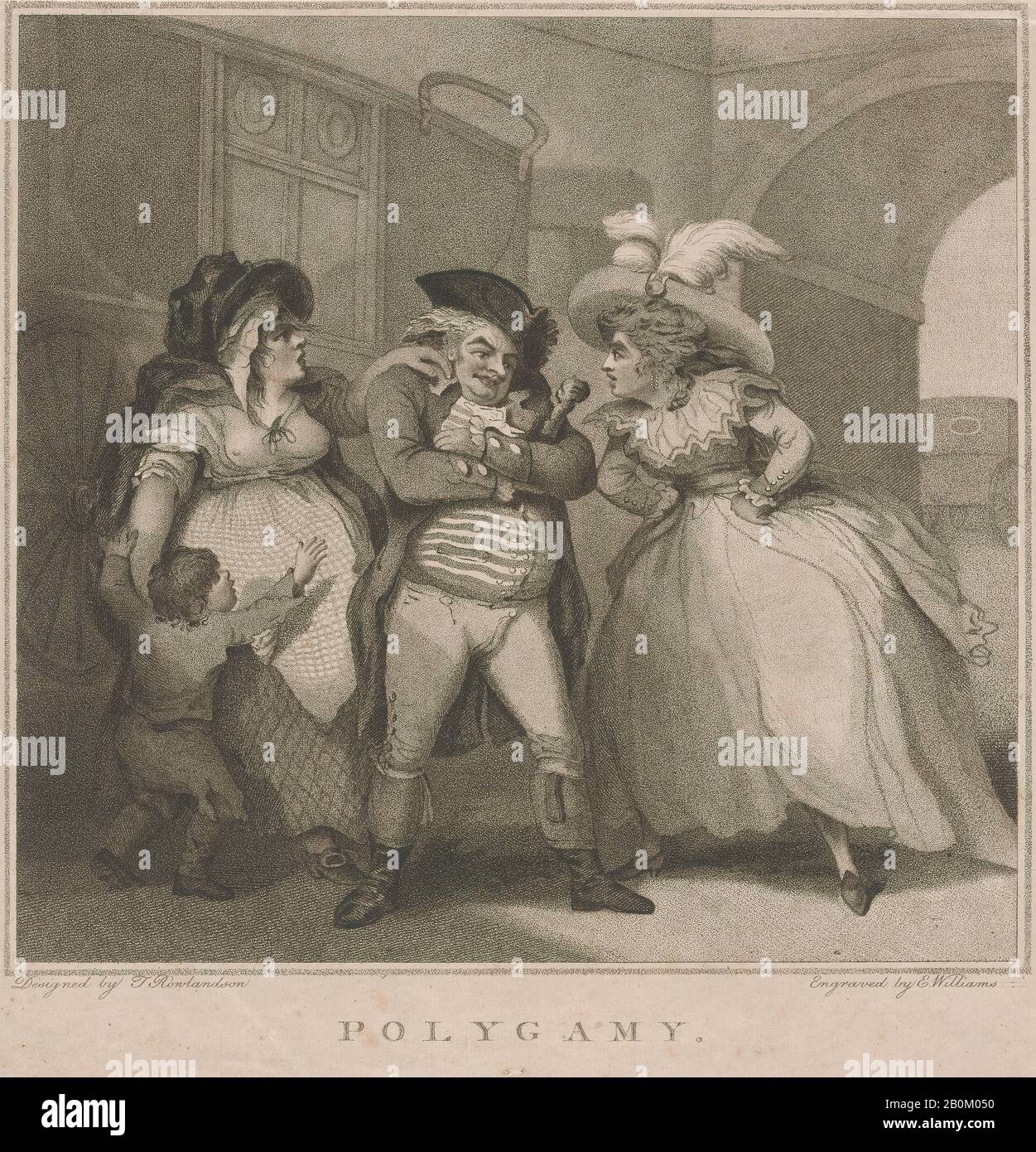 Edward Williams The Elder, Polygamy, Edward Williams The Elder (Britannique, active London, CA. 1786), Après Thomas Rowlandson (British, London 1757–1827 London), 1er Août 1787, Gravure À Deux Points, Feuille : 13 9/16 × 12 13/16 In. (34,5 × 32,6 cm), tirages Banque D'Images