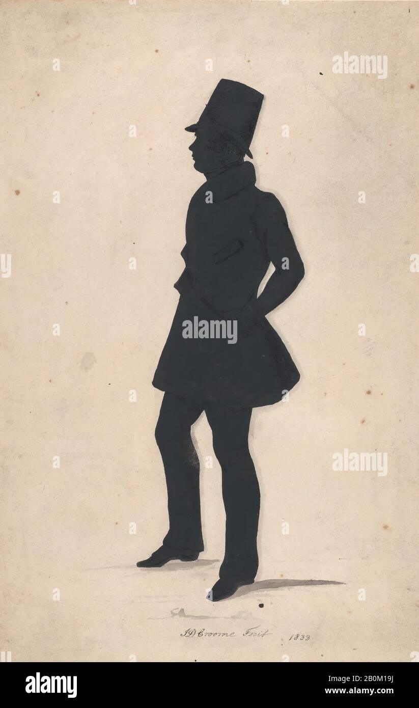 J. D. Croome, Silhouette de C. J. Croome, pleine longueur à gauche, J. D. Croome (British, active London, 1833–52), 1833, stylo et encre et lavage gris, feuille : 10 po. × 6 1/2 po. (25,4 × 16,5 cm Banque D'Images