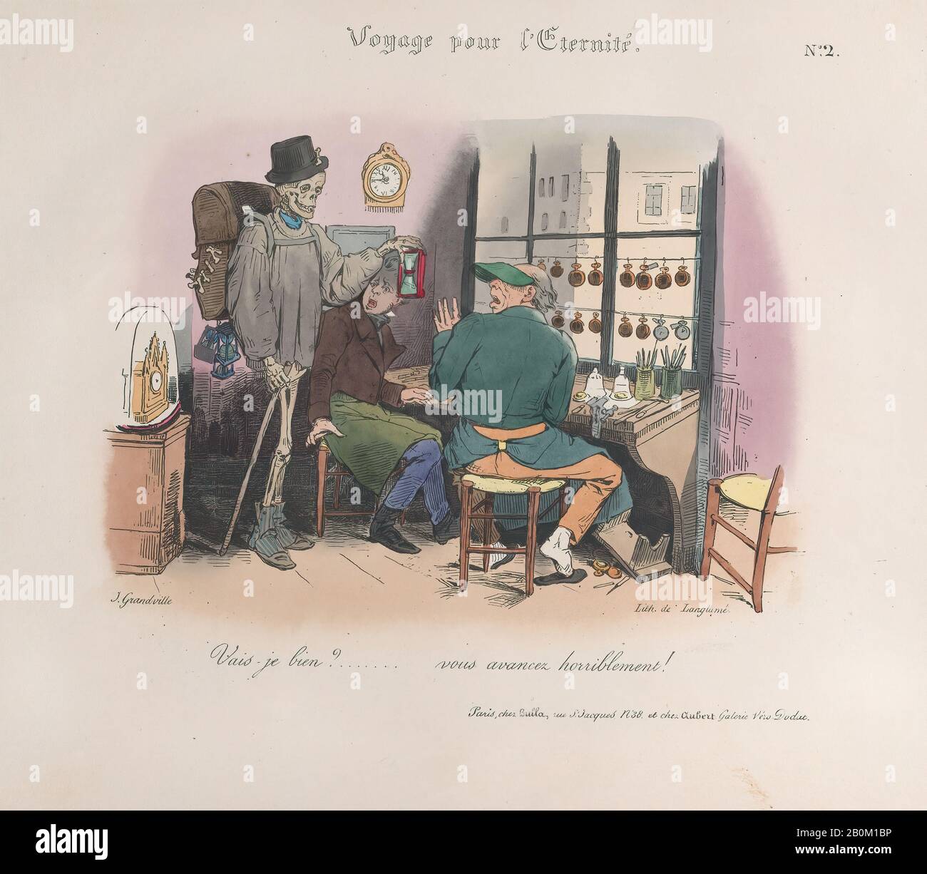 J. J. J. Grandville, Voyage pour l'éternité, no 4, Langlumé (français, actif 1819–30), CA. 1839, Lithographe, feuille : 10 po. × 13 7/16 po. (25,4 × 34,1 cm), tirages Banque D'Images