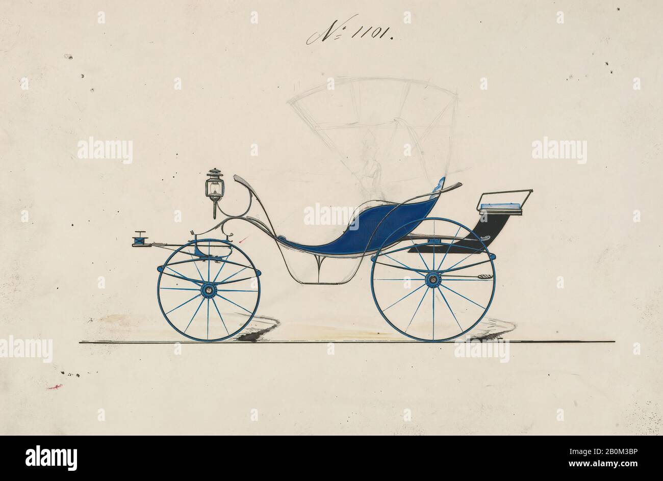 Brewster & Co., Design for Driving Phaeton, no 1101, Brewster & Co. (Américain, New York), Ca. 1870, Graphite, encre noire et stylo, feuille : 6 5/16 x 9 1/4 po. (16 x 23,5 cm), mises en plan Banque D'Images