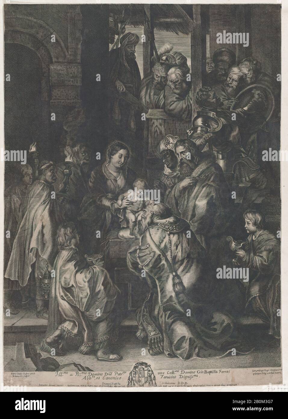 Nicolaes Lauwers, l'adoration des Magi, Nicolaes Lauwers (flamands, CA. 1632–ca. 1685), Après Peter Paul Rubens (Flamand, Siegen 1577–1640 Anvers), début du XVIIe–fin du XVIIe siècle, Gravure, feuille : 23 3/4 × 17 5/16 in. (60,3 × 44 cm), tirages Banque D'Images