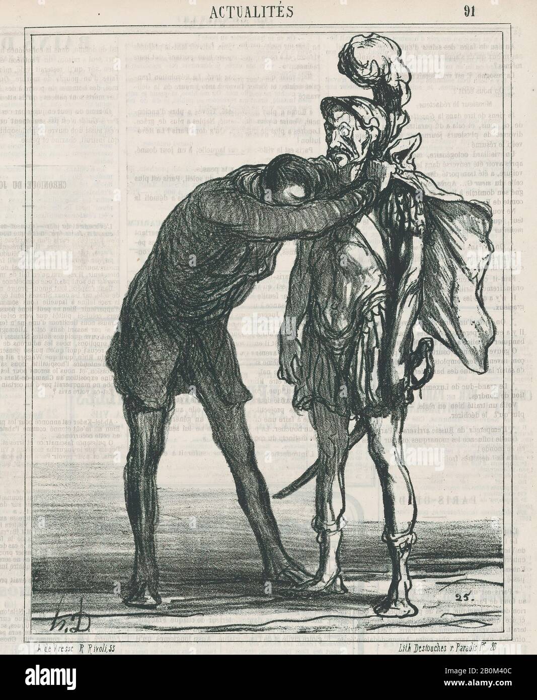 Honoré Daumier, My Poor Mars! J'ai fait tout ce que je pouvais!, de 'News of the day', publié dans le Charivari, 29 mai 1867, 'News of the day' (Actualités), Honoré Daumier (français, Marseille 1808–1879 Valmondois), 29 mai 1867, Lithographe sur papier journal; troisième état de trois (Delteil), image : 1/16 en 5/16 10. (26,2 × 20,5 cm), feuille : 14 5/8 × 11 7/16 po. (37,2 × 29 cm), tirages Banque D'Images