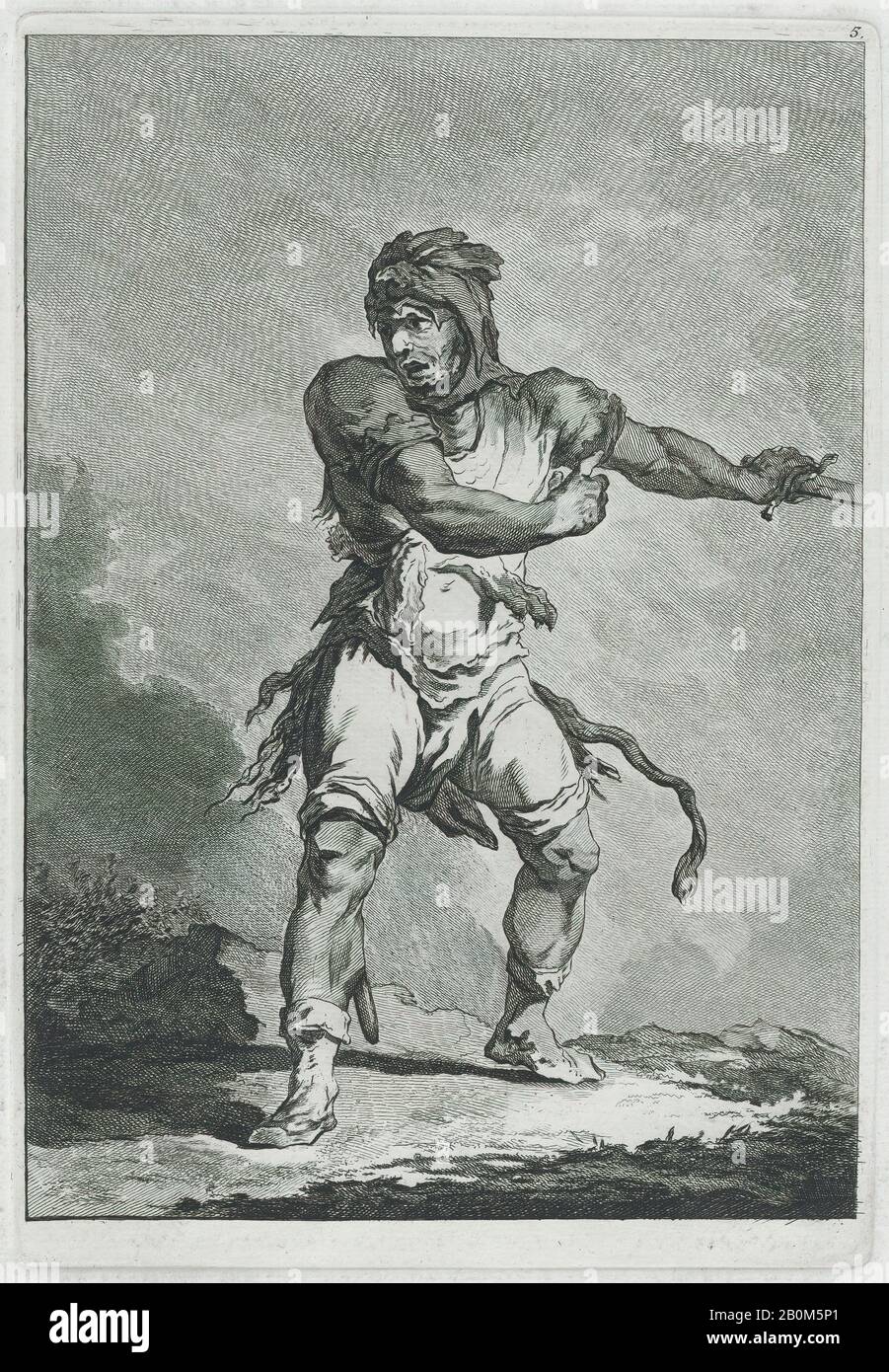 Matthias Pfenninger, Soldat De Sage Tenant Un Épée, Huit Études De Soldats, Après Philippe Jacques De Loutherbourg (Français, Strasbourg 1740–1812 Londres), 1764, Etching, Feuille : 18 1/16 × 11 11/16 In. (45,8 × 29,7 cm), tirages Banque D'Images