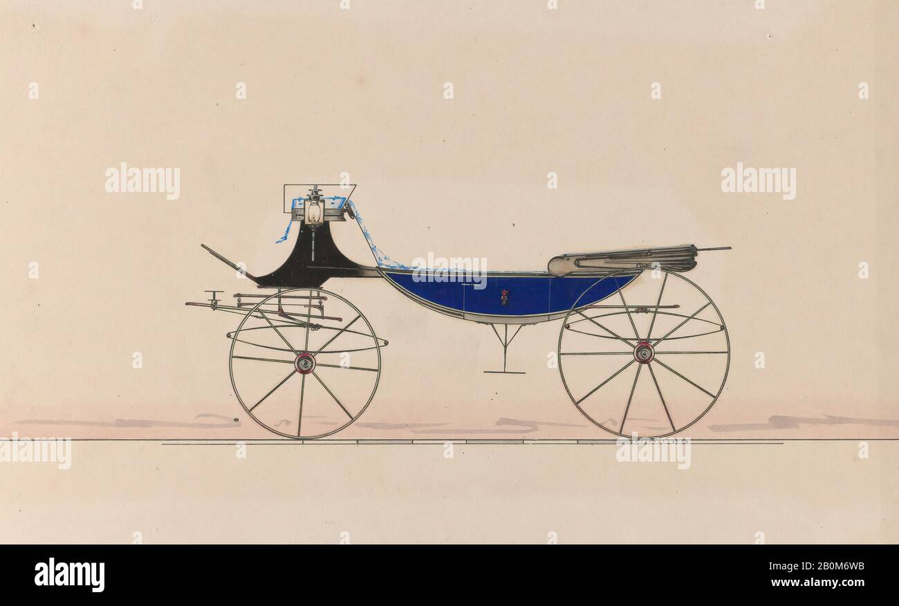 Brewster & Co., Design for vis-à-vis avec Canoe Bottom, Brewster & Co. (Américain, New York), CA. 1870, encre noire et stylo, aquarelle et gouache, feuille: 5 11/16 x 8 7/8 po. (14,4 x 22,5 cm), mises en plan Banque D'Images