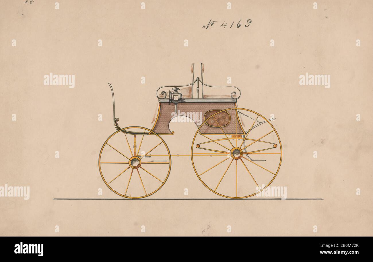 Brewster & Co., conception pour chariot pour chien ou 2 Wheeler, no 4163, Brewster & Co. (Américain, New York), 1892, encre noire et stylo, aquarelle et gouache, feuille : 6 1/8 x 9 1/4 po. (15,6 x 23,5 cm), mises en plan Banque D'Images