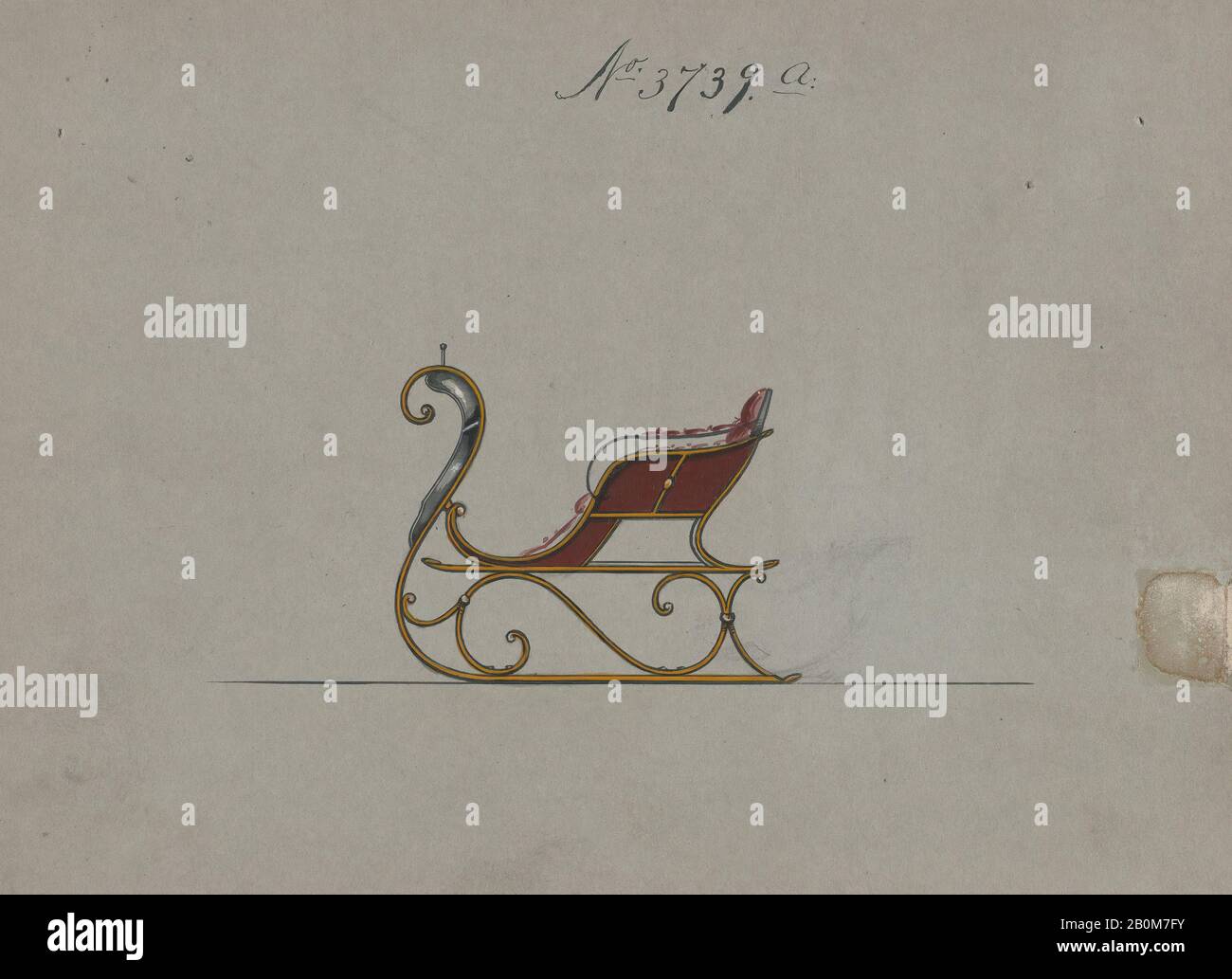 Brewster & Co., Sleigh 3739 A, Brewster & Co. (Américain, New York), 1882, encre noire et stylo, graphite, aquarelle et gouache, feuille : 6 7/16 x 8 11/16 po. (16,4 x 22,1 cm), mises en plan Banque D'Images