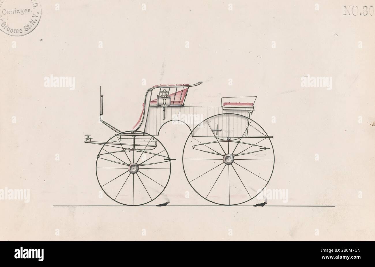 Brewster & Co., conception pour T-Cart Phaeton, no 3031 A, Brewster & Co. (Américain, New York), 1874, aquarelle et encre, feuille : 6 3/16 × 9 1/8 po. (15,7 × 23,2 cm), mises en plan Banque D'Images