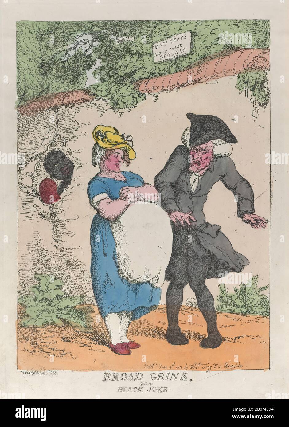 Thomas Rowlandson, Broad Grins, ou un Black Joke, Thomas Rowlandson (British, London 1757–1827 London), 4 juin 1812, gravure de couleur Manuelle, plaque : 13 3/4 × 9 3/4 in. (34,9 × 24,8 cm), feuille : 15 1/4 × 10 3/16 po. (38,7 × 25,9 cm), tirages Banque D'Images