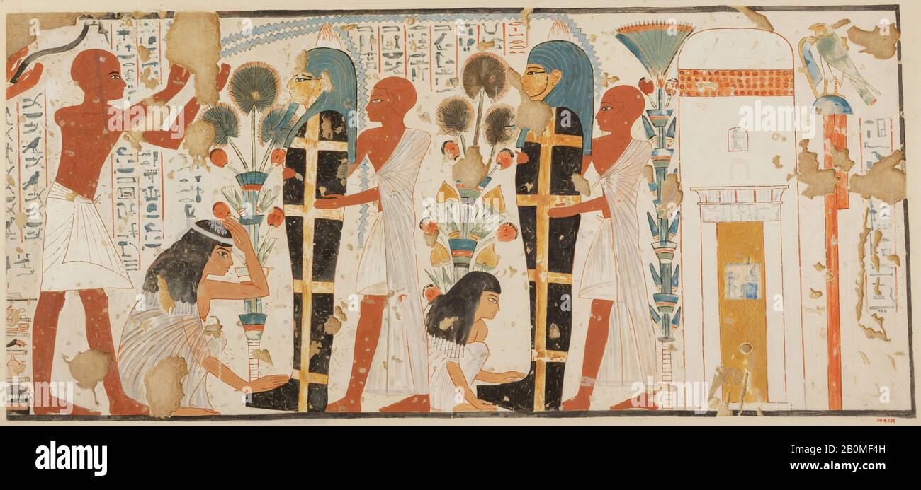 Charles K. Wilkinson, Purifying et Mourning the Dead, Tombeau de Nebamun et Ipuky, Nouveau Royaume, Charles K. Wilkinson CA. 1930, dynastie 18, règne d'Amenhotep III–Akhenaten, CA. 1390–1349 C.-B., D'Égypte, de Haute-Égypte, de Thèbes, de Tempera on paper, Télécopieur : H. 38,7 × W. 83,5 cm (15 1/4 × 32 7/8 po), échelle 1:1, encadrée : H. 40,3 × W. 85,4 cm (15 7/8 × 33 5/8 po) Banque D'Images