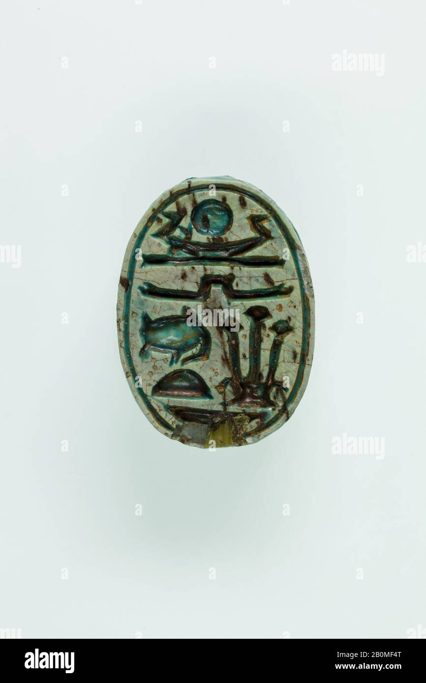 Scaraboïde à tête RAM Inscrit avec une bénédiction liée à Amun (Amun-Re), troisième Période intermédiaire (Kushite), Dynasty 25, CA. 733–664 av. J.-C., D'Egypte, Glazed steatite, L. 2,7 × W. 2 × H. 1,1 cm (1 1/16 × 13/16 × 7/16 po Banque D'Images