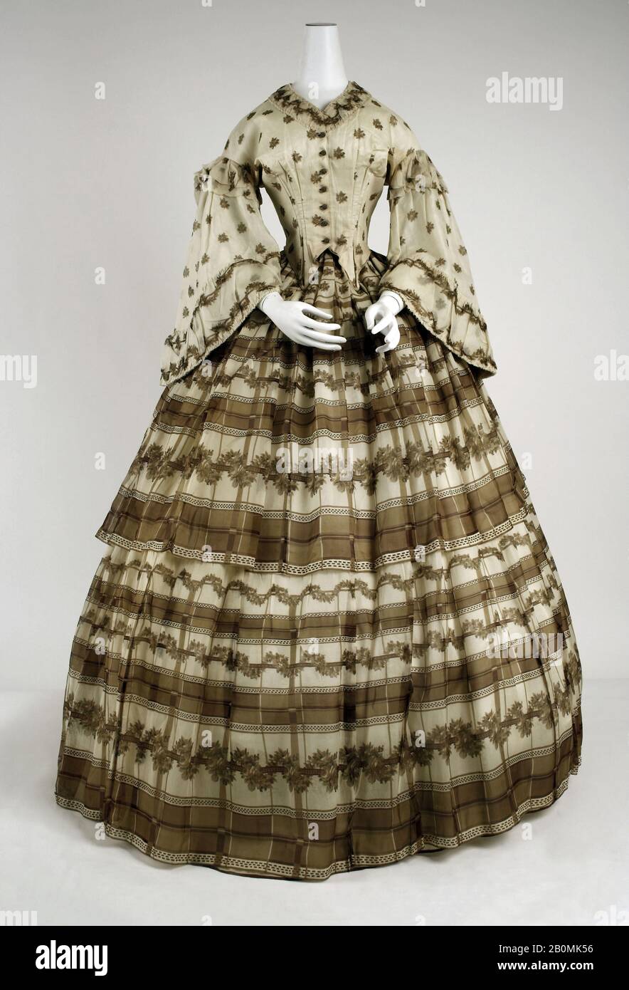 Robe, américaine, CA. 1858, américain, soie Banque D'Images