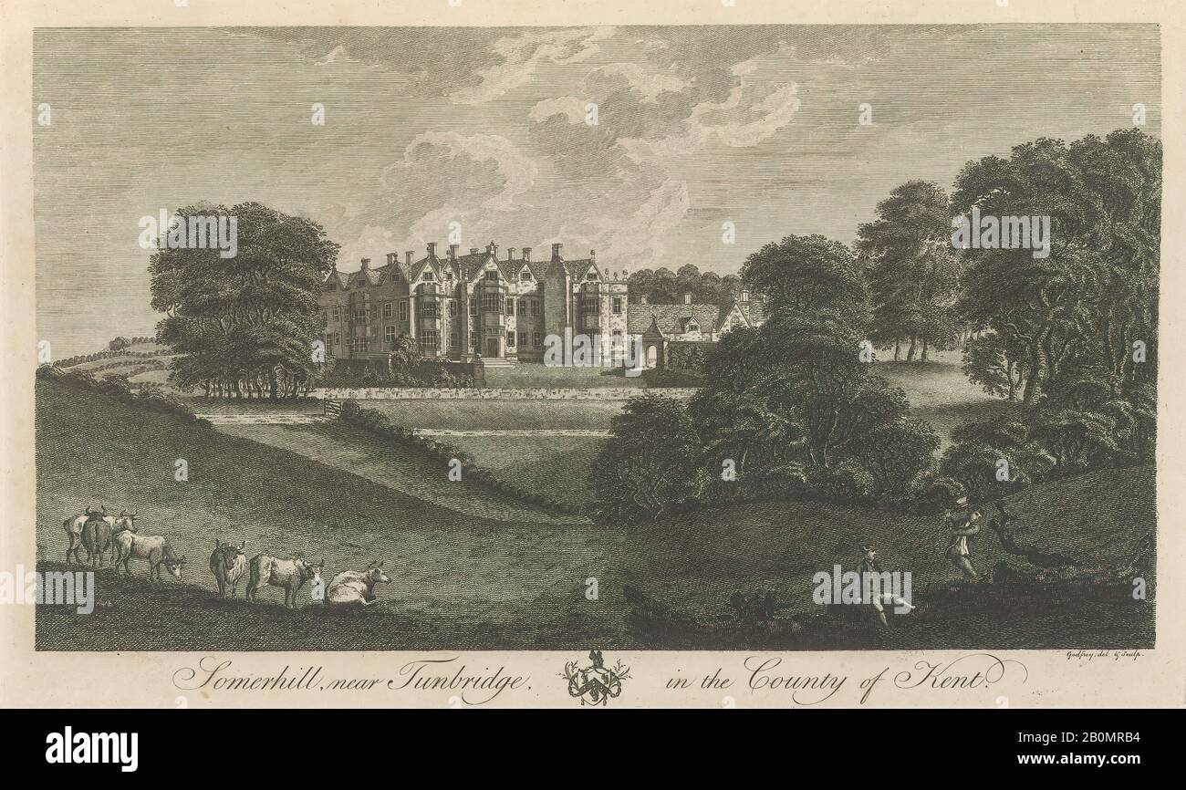 Dessiné et gravé par Richard Bernard Godfrey, Tunbridge Castle dans le comté de Kent, de Edward Hasted's, The History and Topographical Survey of the County of Kent, vol 1-3, Dessiné et gravé par Richard Bernard Godfrey (Britannique, probablement Londres CA. 1728–1795 après), 1777–90, gravure et gravure, Livre : 17 5/16 × 11 × 13/16 po. (44 × 28 × 2 cm), feuille : 16 15/16 × 10 5/8 po. (43 × 27 cm), plaque : 10 1/16 × 14 po. (25,5 × 35,5 cm), Livres Banque D'Images