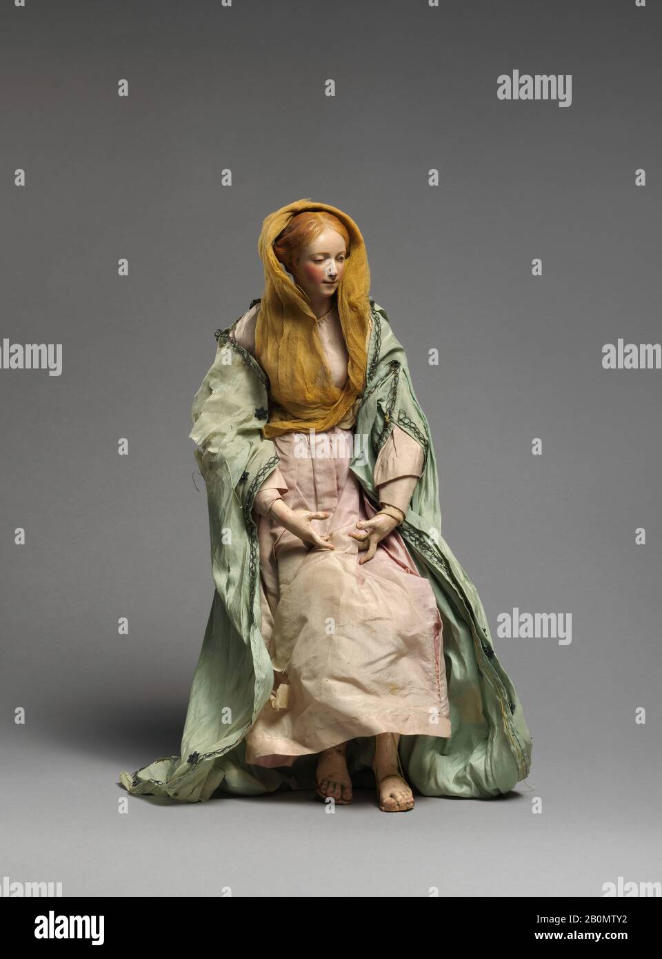 Mary, italienne, deuxième moitié XVIIIe–milieu du XIXe siècle, italienne, média mixte, Dans L'Ensemble : 14 1/2 × 5 1/4 × 4 po. (36,8 × 13,3 × 10,2 cm), Crèche Banque D'Images