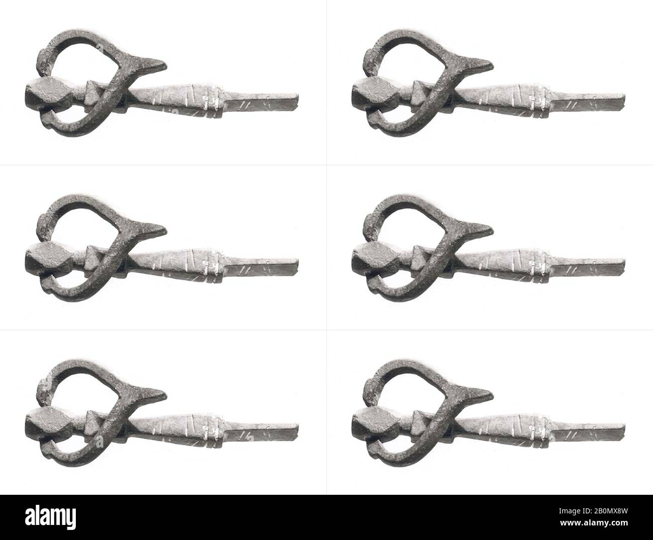 Key, Sasanian ou islamique, Sasanian–Early Islamic, Date CA. 6–8ème siècle A.D., Iran, Qasr-i Abu Nasr, Sasanian ou islamique, Bronze, 3,37 x 1 po. (8,56 x 2,54 cm), Outils Pour Le Travail Des Métaux Banque D'Images