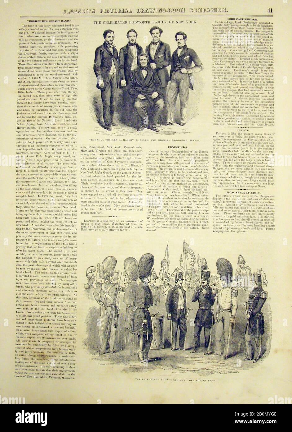 L'illustration Du Célèbre journal Dodworth Family of New York, américain, 1850, États-Unis, américain, journal, 11 1/4 x 15 1/2 po. (28,6 x 39,3 cm), travaux sur papier Banque D'Images