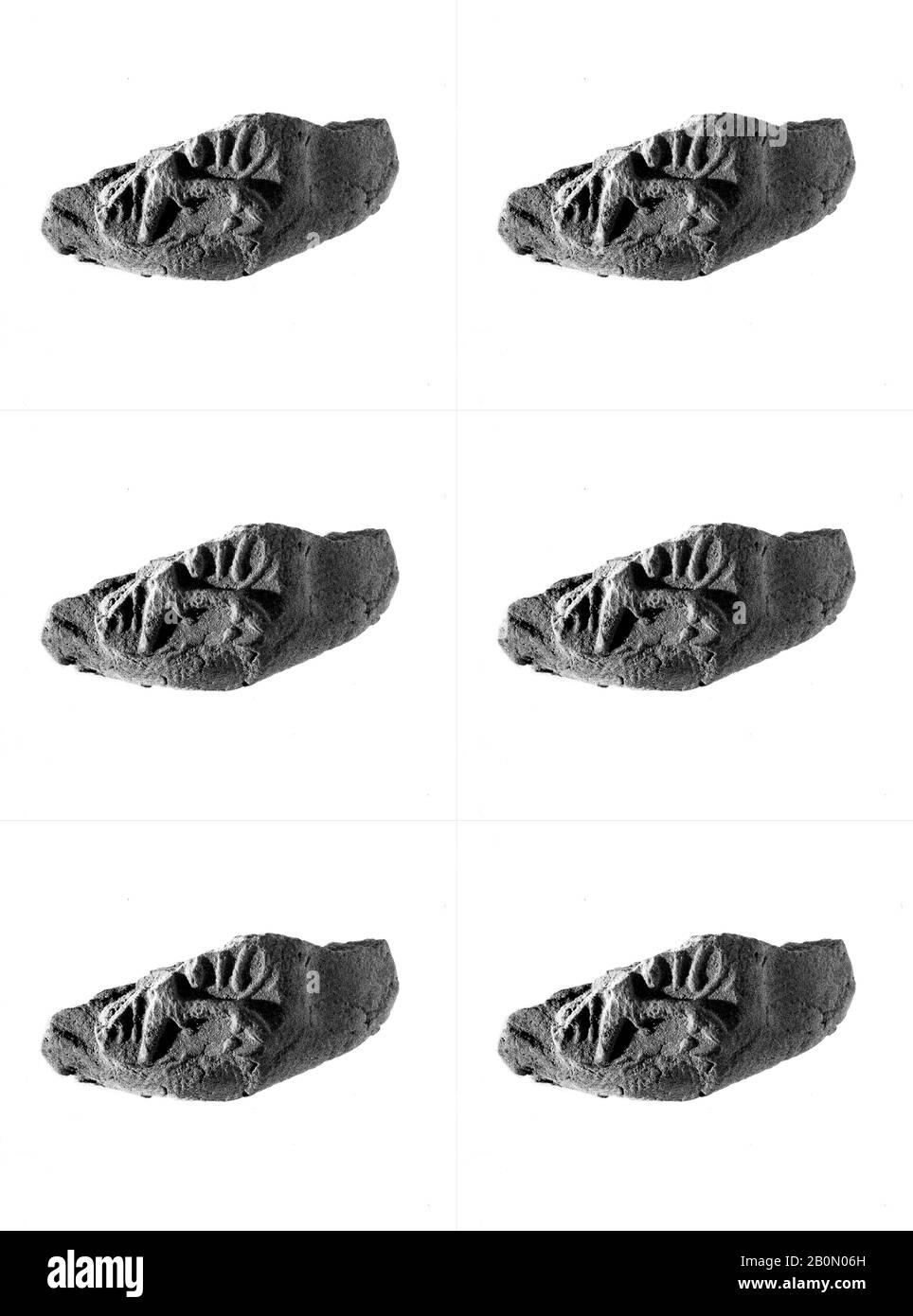 Documents Joints Avec le trône Nom de Thutmose III, Nouveau Royaume, dynastie 18, règne d'Amenhotep III, CA. 1390–1353 C.-B., D'Égypte, de Haute-Égypte, de Thèbes, de Malqata, de West Villas, de Wêtes Villa B, 1910–12, de boue séchée au soleil, H. 0,85 cm (3/8 po.); w. 2,0 cm (13/16 po) ; maximum th. 0,7 cm (1/4 po Banque D'Images
