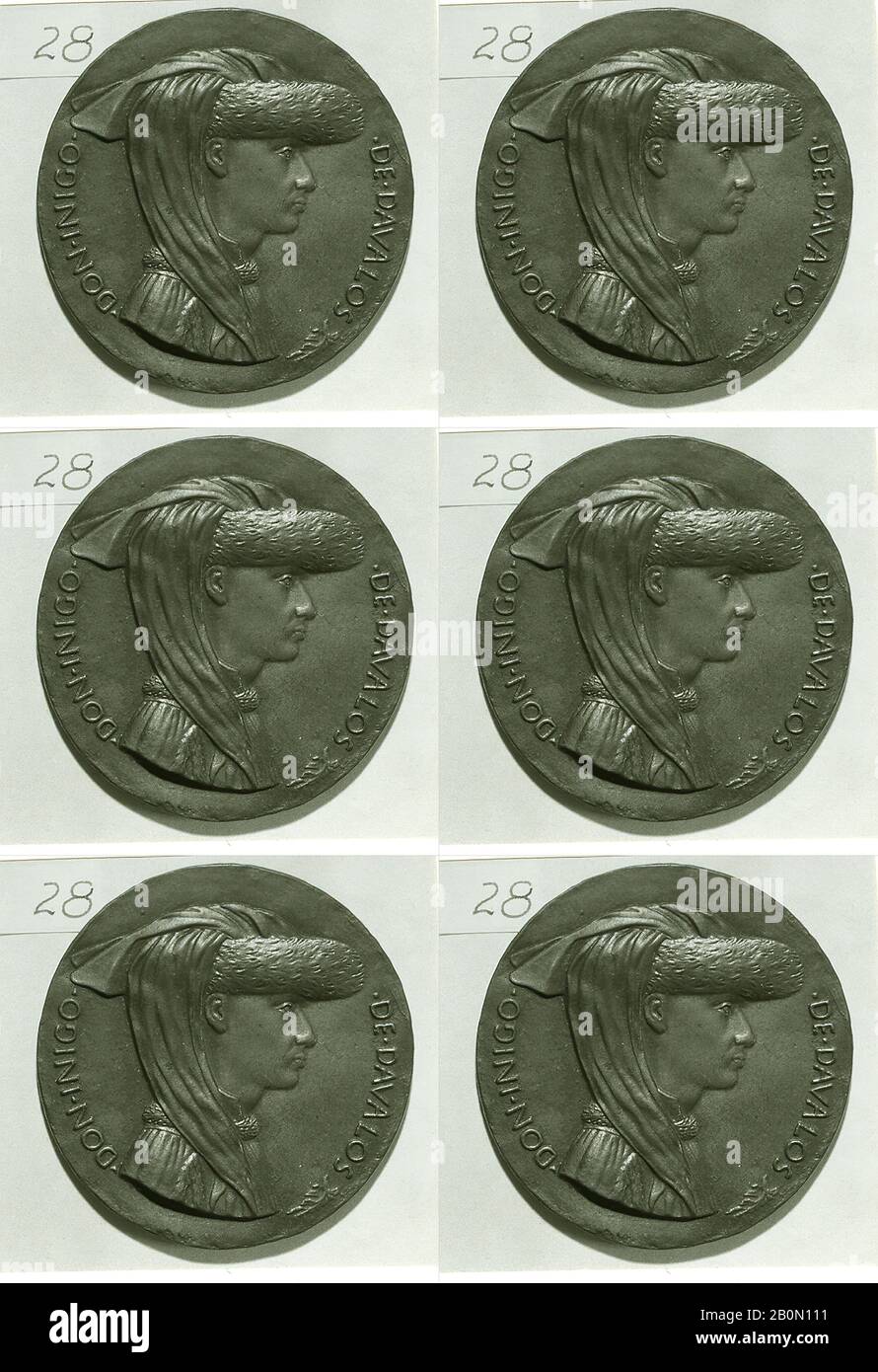Pisanello (Antonio Pisano), Médaille : Don Iñigo d’Avalos, Pisanello (Antonio Pisano) (italien, Pise ou Vérone par 1395–1455), modèle CA. 1449–50 (éventuellement moulé au XIXe ou au XXe siècle), alliage de cuivre avec une patine brun foncé, Diam. 8 cm, poids 98,82 g., médailles Banque D'Images
