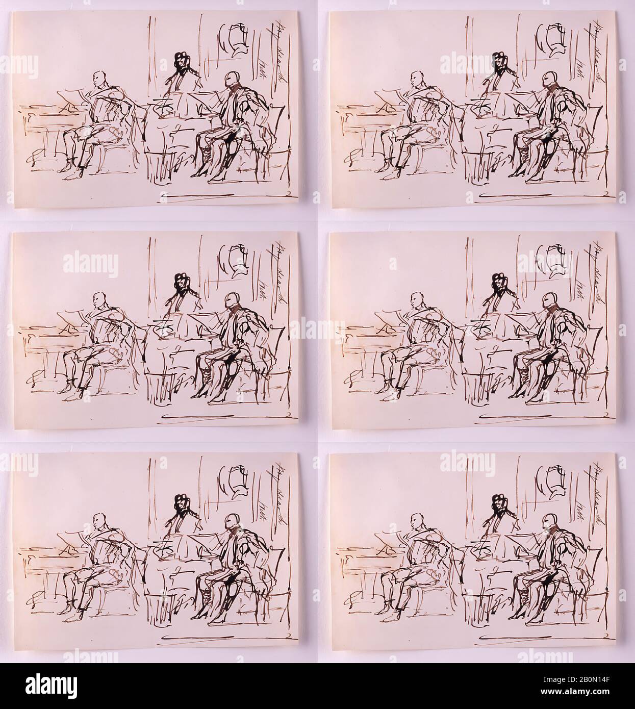 Sir David Wilkie, études de 'Frederick, Duke of York and Albany', Sir David Wilkie (britannique, cultes, Écosse 1785–1841 au large de Gibraltar), 1822, encre noire et stylo sur papier blanc, 4 1/2 x 6 1/2 po. (11,5 x 16,6 cm), mises en plan Banque D'Images