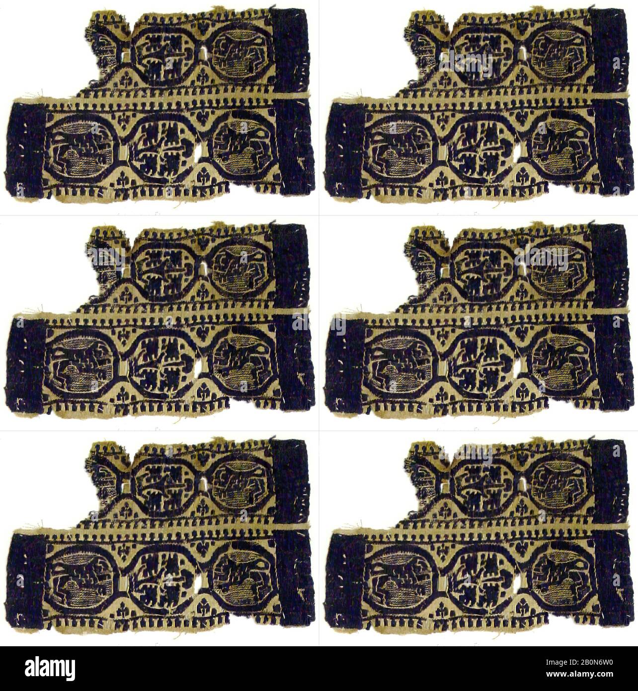 Textile Fragment, copte, 300–600, Fabriqué en Egypte byzantine, copte, lin, laine, Total: 10 1/4 x 6 5/8 in. (26 x 16,8 cm), textiles-tissés Banque D'Images