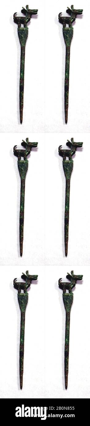 PIN, Deer, péruvien, A.D. 200–900, Pérou, péruvien, cuivre (coulé), longueur 3-15/16 po. (9,9 cm), outils métalliques Banque D'Images