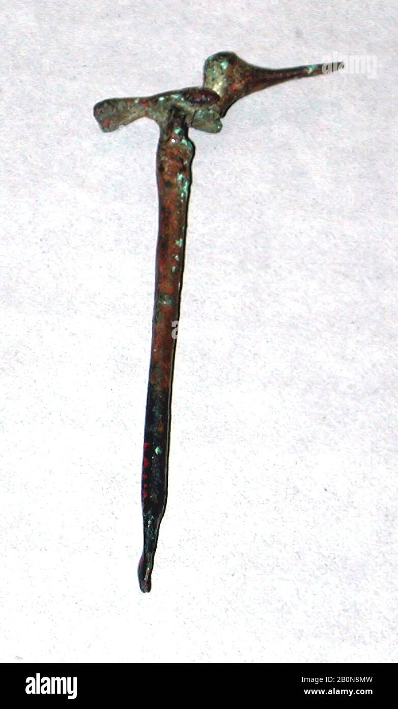 Bronze Lime Spoon, Pérou; côte nord (?), XVe–milieu du XVIe siècle, Pérou; côte nord (?), bronze (coulé), H x W: 2 13/16 x 1 3/16 po. (7,1 x 3 cm), Outils métalliques Banque D'Images